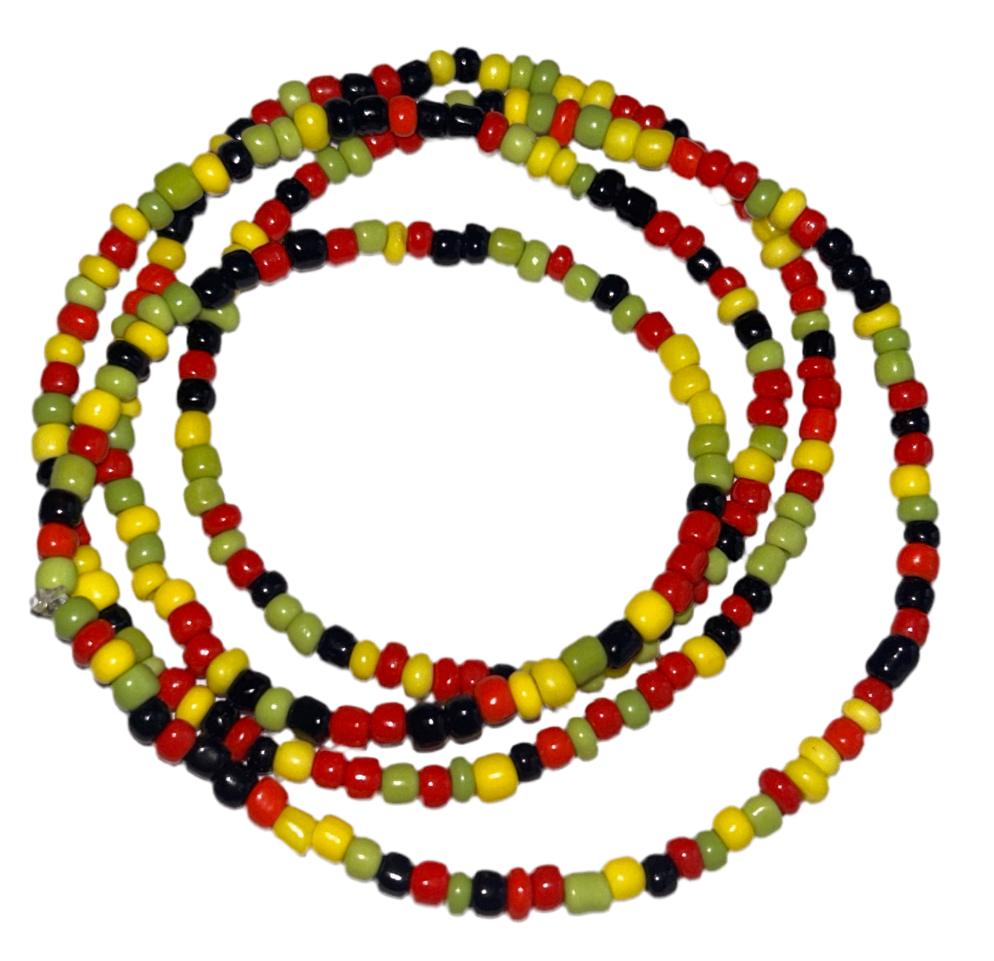 Red, Green & Yellow Elastic Waistbead
