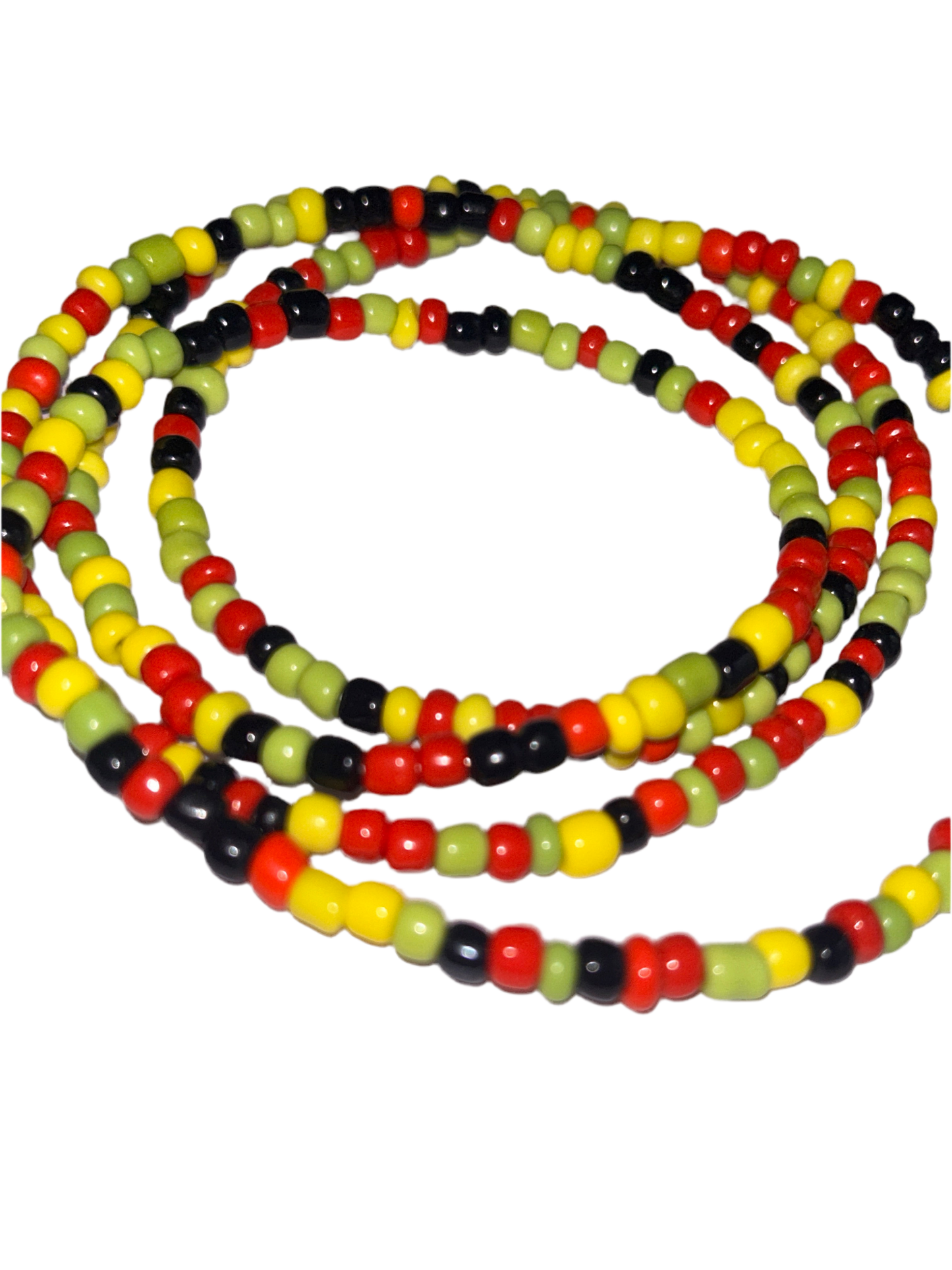 Red, Green & Yellow Elastic Waistbead
