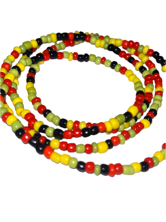 Red, Green & Yellow Elastic Waistbead